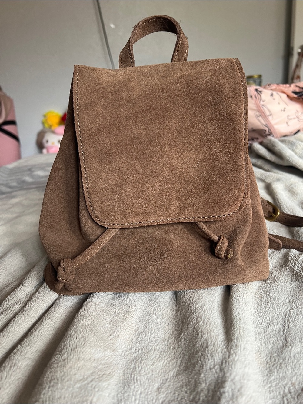 Brandy Melville Suede Brown Mini Backpack